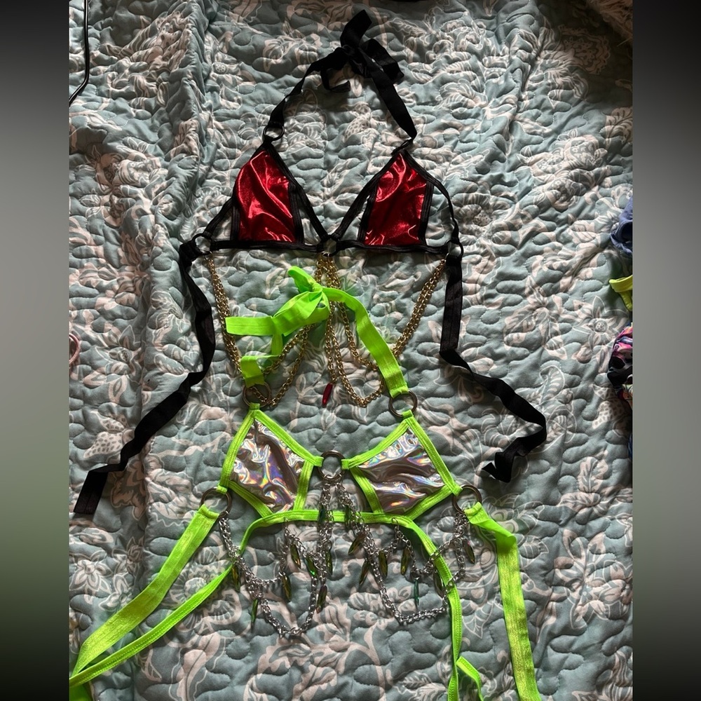 Crystal Chain Bikini Top Bundle Rave EDM Festival Custom Handmade